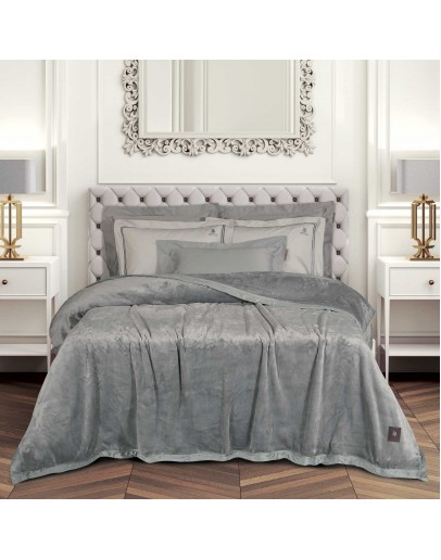 GREENWICH POLO CLUB ΚΟΥΒΕΡΤΑ VELOUR KING ESSENTIAL 3971 GREY