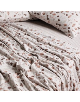 DAS HOME ΣΕΤ ΠΑΠΛΩΜΑΤΟΘΗΚΗ ΥΠΕΡΔΙΠΛΗ HAPPY FLANNEL 9681 BEIGE, BROWN